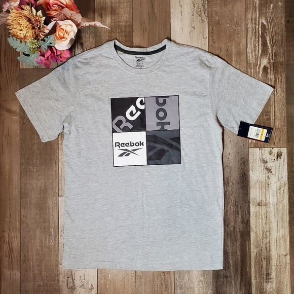 NWT Reebok Men's Graphic T-Shirt Size Medium Regular Fit Grey Heather - Picture 1 of 12